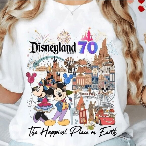 Disneyland 70th Anniversary T-Shirt – Mickey & Friends Retro Park Tee 05 - Picture 1 of 5